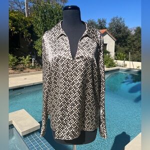 Theory "Johnny Collar" silk printed blouse - size M